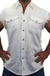 Denim Shirt Motorcycle Flames Skull Cross Biker SHORE TRENDZ