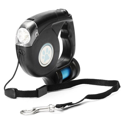 4.5M LED Flashlight Extendable Retractable Pet Dog Leash Lead with Garbage Bag eprolo