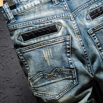 Summer Fashion Brand Design Blue Men Streetwear Ripped Bermuda Jeans Short eprolo