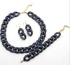 Stone Color Chain Necklace Acrylic Chain Buckle Earrings Bracelet Necklace Set eprolo