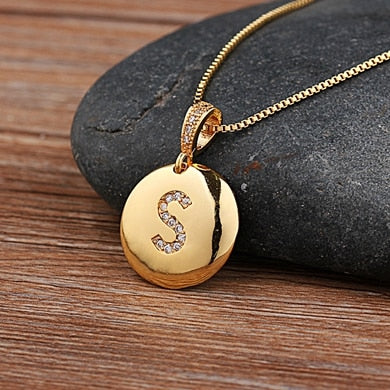 Letter Necklace Gold 26 Letters Charm Necklaces Pendants Copper CZ Jewelry Personalized Necklace eprolo