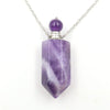 Natural Crystal Hexagonal Perfume Bottle Pendant Necklace  Fluorite Pendant Essential Oil Jar Chain Necklace eprolo