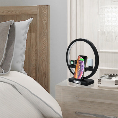 3 IN 1 QI Fast Wireless Charger Dock for iPhone 11 Pro Max for Apple Watch iWatch 1 2 3 4 5 Airpods Charger Holder LED Lamp 2019 eprolo