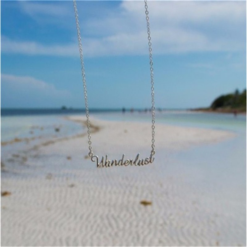 Wanderlust Pendant Necklace Jewelry Travelers Outdoor Jewelry Letter Pendant Necklace"Not All Who Wander Are Lost" eprolo