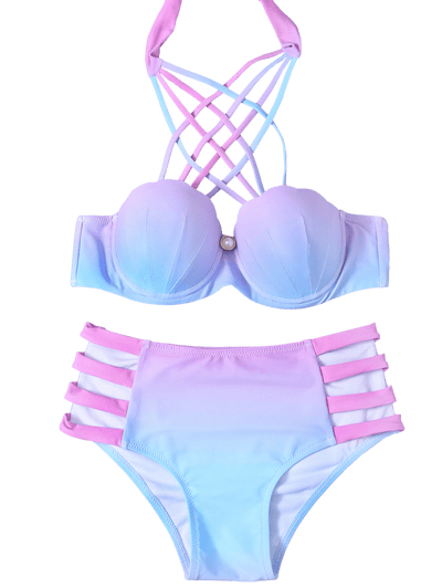 Lace-Up Hollow Out Gradient Bikini Set Hypersku