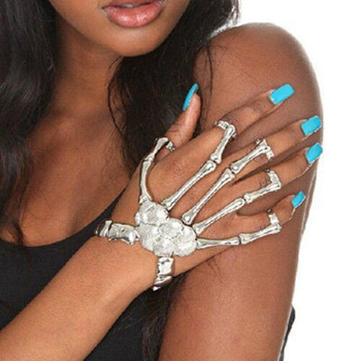 Halloween Props Gift Fun Nightclub Party Punk Finger Bracelet Gothic Skull Skeleton Bone Hand Finger Bracelet eprolo