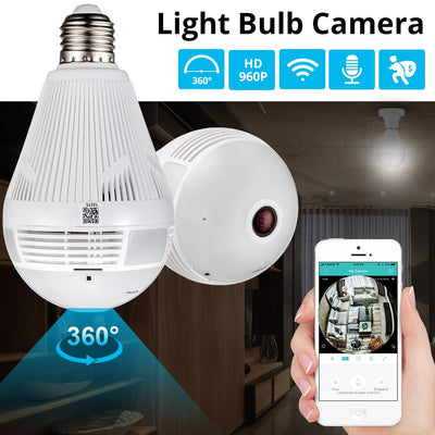 Light 960P Wireless Panoramic Home Security WiFi CCTV Fisheye Bulb Lamp IP Camera 360 Degree Home Security Burglar eprolo
