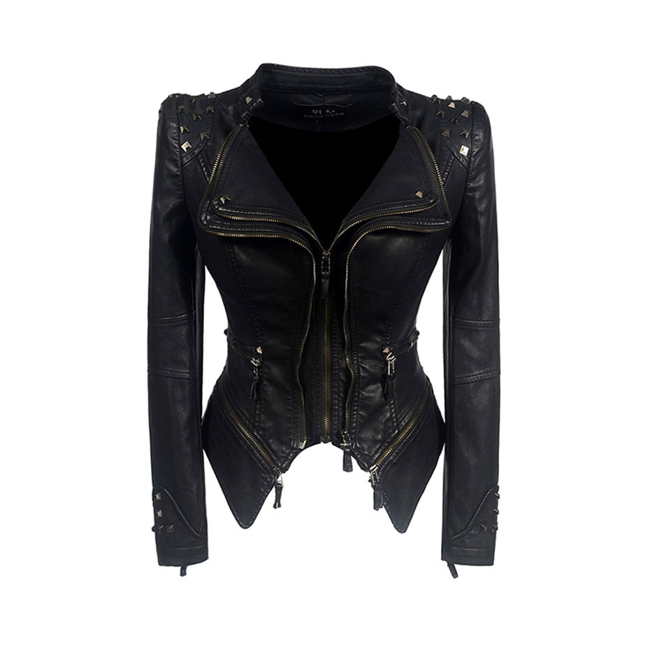 Jacket Women Faux Leather PU Jacket Winter Autumn Black Motorcycle Jacket Outerwear  Gothic Faux leather Coats Chaqueta eprolo