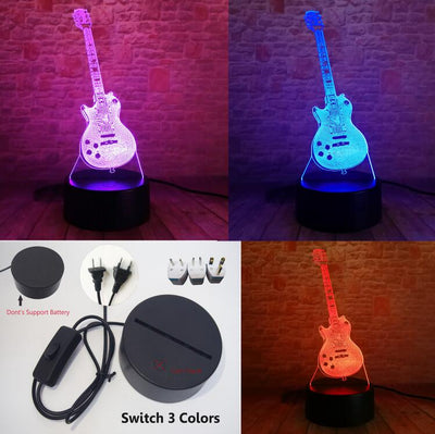 Creative Cartoon 3D Electric Music Guitar Bass Model Illusion Lamp LED 7 Color Change Gradient Baby Child Sleep Night Light Toys eprolo