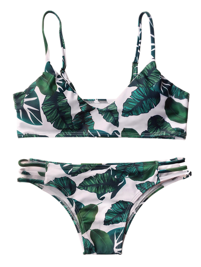 Palm Leaf Print Strappy Bikini Hypersku