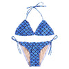 Fish Scales Print Ruffle Strap Side Tied Low Waist Bikini Set for Women Hypersku