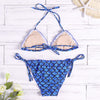 Fish Scales Print Ruffle Strap Side Tied Low Waist Bikini Set for Women Hypersku