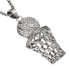 Men's Necklace Ice Gold Basketball And Hoop Necklace Gold Silver Steel Chain Pendant Long Chain Necklace Sport Cell Gift eprolo