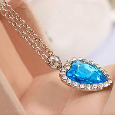 Crystal Pendant Heart Necklace Classic Titanic Ocean Crystal Heart Pendant Necklace Rhinestone Lover Gift eprolo