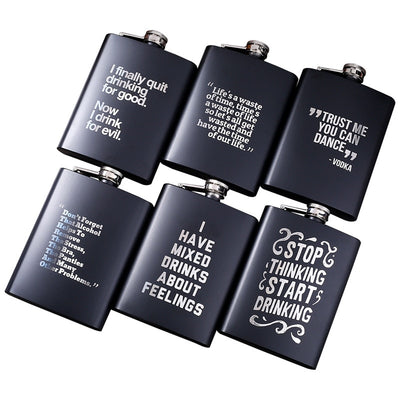 Mini Portable 8OZ Hip Flask Stainless Steel Bottle Lot Black Matte Does Not Fade Flask for Alcohol Rum Whiskey Best Men Gift Set eprolo