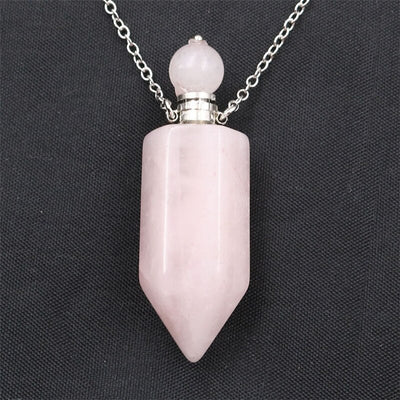 Natural Crystal Hexagonal Perfume Bottle Pendant Necklace  Fluorite Pendant Essential Oil Jar Chain Necklace eprolo