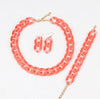 Stone Color Chain Necklace Acrylic Chain Buckle Earrings Bracelet Necklace Set eprolo