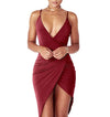 Sexy Deep V Neck Backless Slit Mini Dress Clubwear eprolo