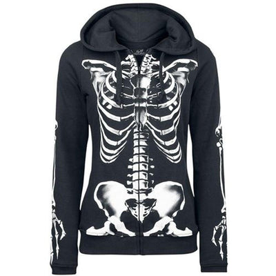 Gothic Hoodies Women Halloween Skull Theme Pullover Sweatshirts eprolo