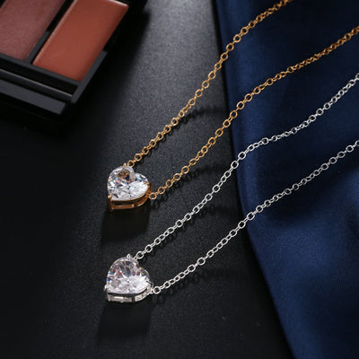 Crystal Heart Necklace Pendant Female Short Gold Chain Necklace Pendant Necklace Crystal Heart Necklace Chocker neck eprolo