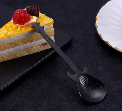Creative Stirring Spoon Guitar Shape Stainless Steel Coffee Spoons Stirring Teaspoon Set Cake Ice Cream Scoop Kit Tableware eprolo