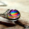 Nebula Galaxy Double Sided Pendant Necklace Universe Planet Jewelry Glass Art Picture Handmade Statement Necklace eprolo