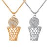 Men's Necklace Ice Gold Basketball And Hoop Necklace Gold Silver Steel Chain Pendant Long Chain Necklace Sport Cell Gift eprolo