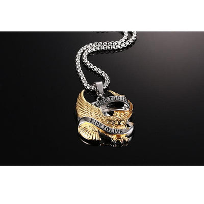 Live To Ride Eagle Necklace Pendant for Men eprolo