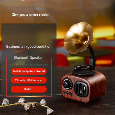 Wooden Bluetooth Speaker Mini Portable Bluetooth Stereo Speaker Radio Support TF Card AUX Subwoofer for Computer Mobile Phone eprolo