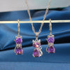 Kitty Earrings Necklace Set For Women Fashion Two Piece Jewelry Set Simple Zircon Set eprolo