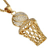 Men's Necklace Ice Gold Basketball And Hoop Necklace Gold Silver Steel Chain Pendant Long Chain Necklace Sport Cell Gift eprolo