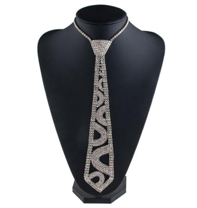 Tie Shaped Maxi Statement Necklace Women Luxury Females Sexy Collar Choker Rhinestone Necklace eprolo