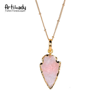 Artilady natural crystal arrows pendant necklace eprolo