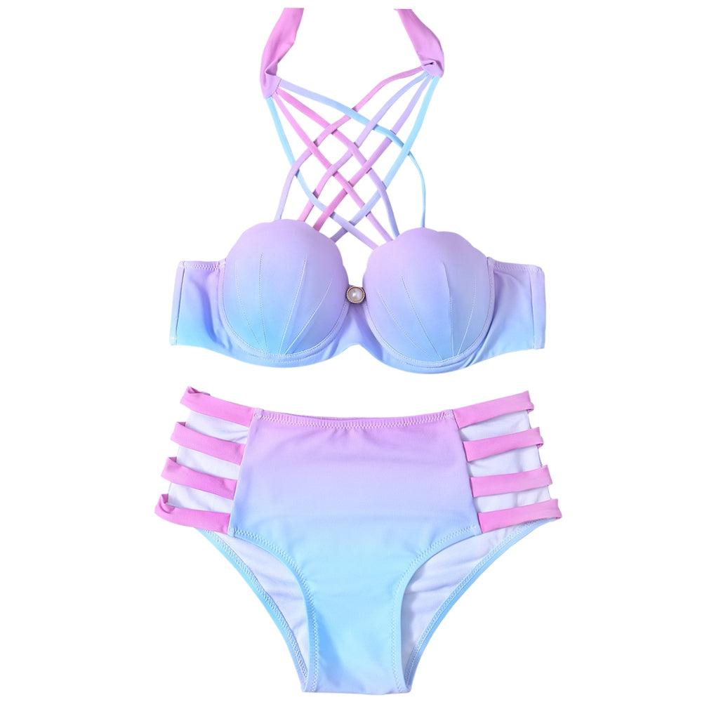 Lace-Up Hollow Out Gradient Bikini Set Hypersku