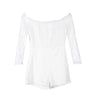 Women ladies summer autumn off shoulder sexy playsuits fashion long sleeve sheer lace patchwork hollow bandage skinny playsuits eprolo