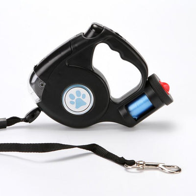 4.5M LED Flashlight Extendable Retractable Pet Dog Leash Lead with Garbage Bag eprolo