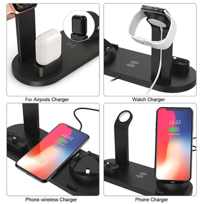 4 in 1 Wireless Charging Dock Station For Apple Watch iPhone X XS XR MAX 11 Pro 8 Airpods 10W Qi Fast Charger Stand Holder eprolo