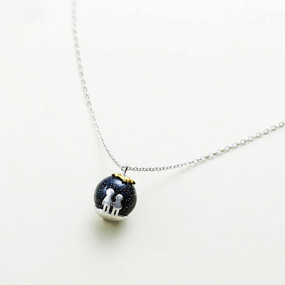 Party Blue Gravel Gem Stone Pendant Necklace S925 Sterling Silver Children Childhood Necklace eprolo