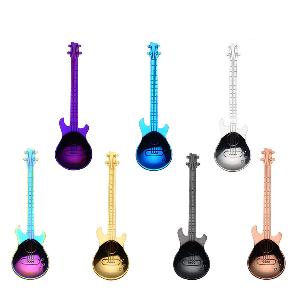 Creative Stirring Spoon Guitar Shape Stainless Steel Coffee Spoons Stirring Teaspoon Set Cake Ice Cream Scoop Kit Tableware eprolo