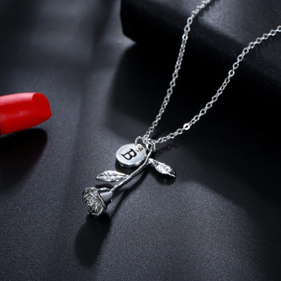 26 English Letter Pendant Necklace Rose Exquisite Pendant Necklace Birthday Gift Necklace eprolo