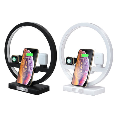 3 IN 1 QI Fast Wireless Charger Dock for iPhone 11 Pro Max for Apple Watch iWatch 1 2 3 4 5 Airpods Charger Holder LED Lamp 2019 eprolo