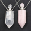 Natural Crystal Hexagonal Perfume Bottle Pendant Necklace  Fluorite Pendant Essential Oil Jar Chain Necklace eprolo