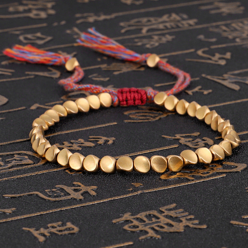 Handmade Tibetan Buddhist Braided Cotton Copper Beads Lucky Rope Bracelet & Bangles For Women Men Thread Bracelets eprolo