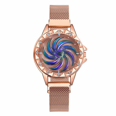 Women Magnet Buckle Rotating Watch Luxury Ladies Stainless Steel Quartz Watch Clock Relogio Feminino eprolo