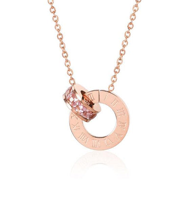 Couple Jewelry Austrian Crystal Love Necklace Luxury Brand Roman Numerical Necklace For Women Two Circle Pendant Clavicle eprolo