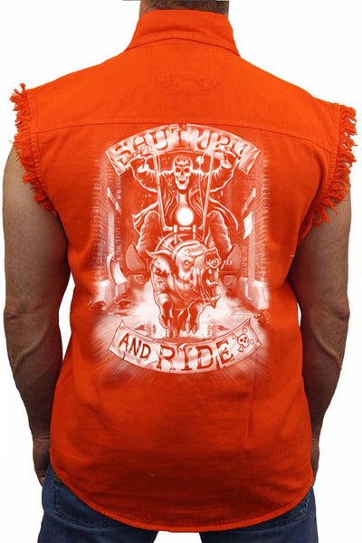Sleeveless Shirt White Shut Up & Ride Biker SHORE TRENDZ