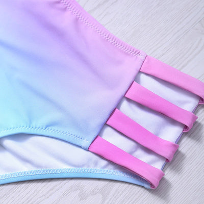 Lace-Up Hollow Out Gradient Bikini Set Hypersku