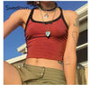 Summer New Fashion Contrast Color Tank Top Women Casual Fitness Clothing Off Shoulder Strapless Crop Top eprolo