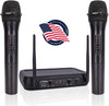 Pyle Channel Microphone System-VHF Fixed Dual Frequency Wireless Set with 2 Handheld Dynamic Transmitter Mics, Receiver Base-for PA, Karaoke, Dj Party (PDWM2135) Visit the Pyle Store