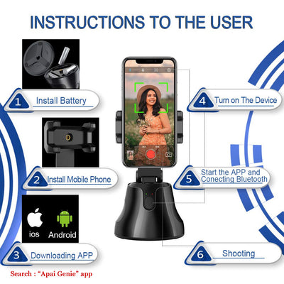 Portable All-in-one Auto Smart Shooting Selfie Stick ,  360 Rotation Auto Face Tracking Object Tracking vlog Camera Phone Holder eprolo